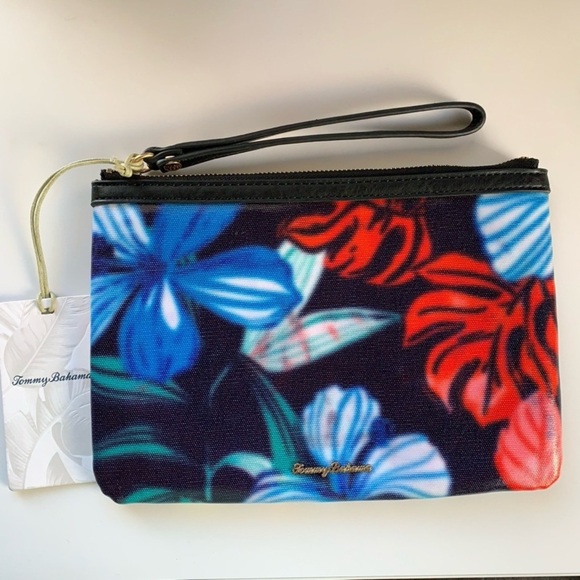 Tommy Bahama Floral Ocean Tejar Wristlet Wallet Vacation Tropical 11x7” Bag New - Picture 1 of 11